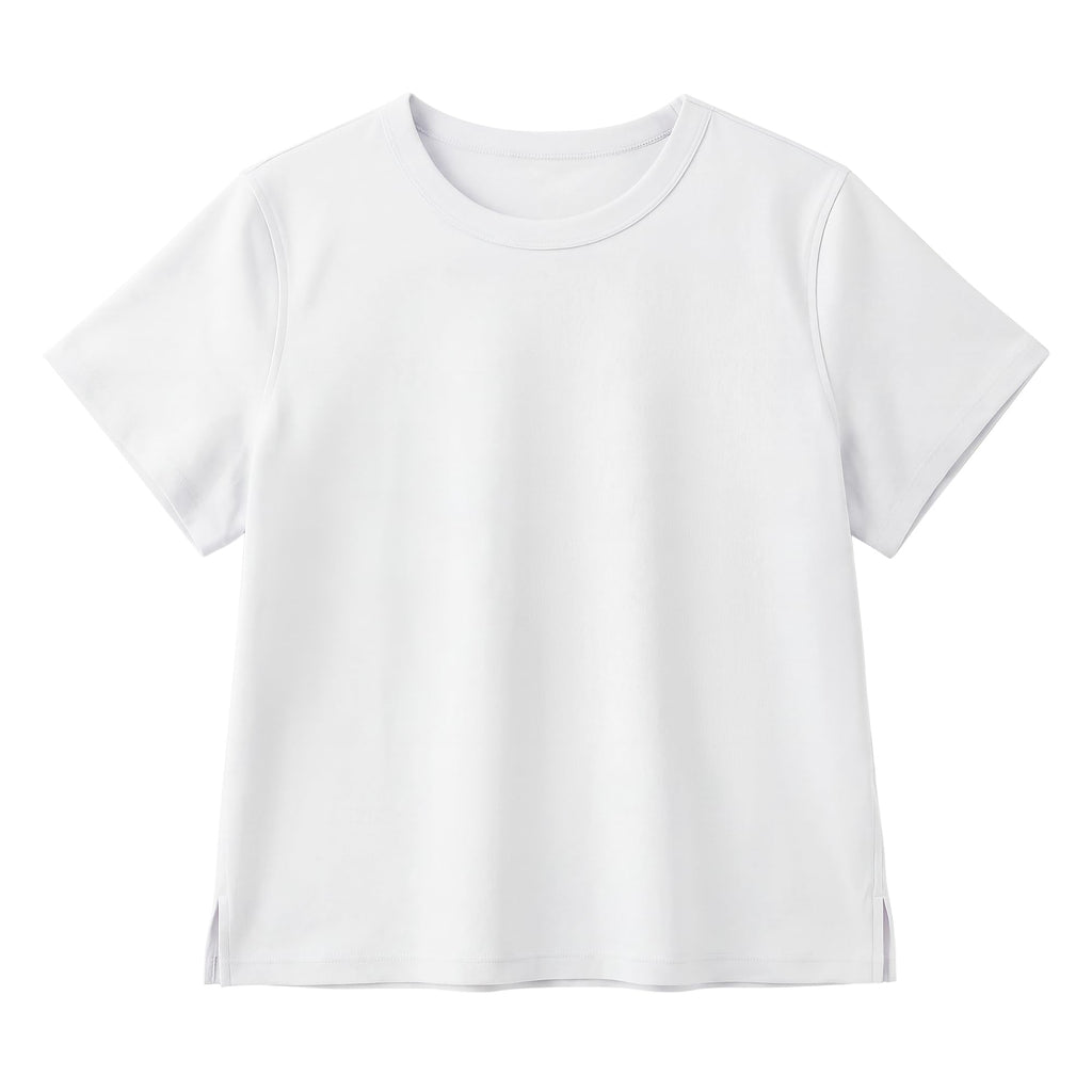 Women Cotton T Shirts Short Sleeve Basic Tees Casual Boxy Crop Tops | 100% cotton, Liquid ammonia, Silky feel, Slit sides, Double-stitched seams, Relaxed fit, Breathable, Comfort colors