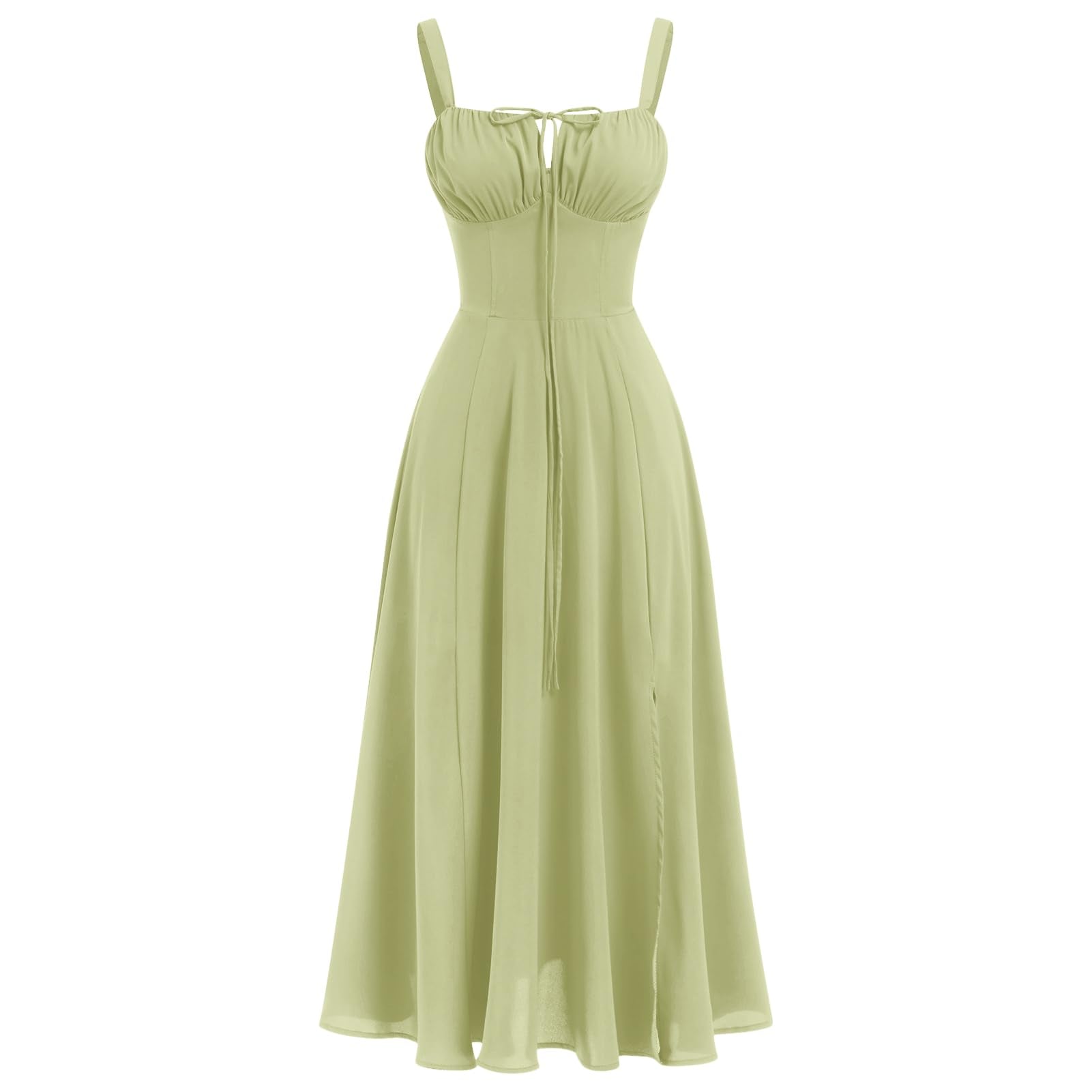 Women Floral Corset Dress Summer Dress 2026 Boho Flowy Slit Lace Up Midi Dresses Going Out A Line Casual Sundress