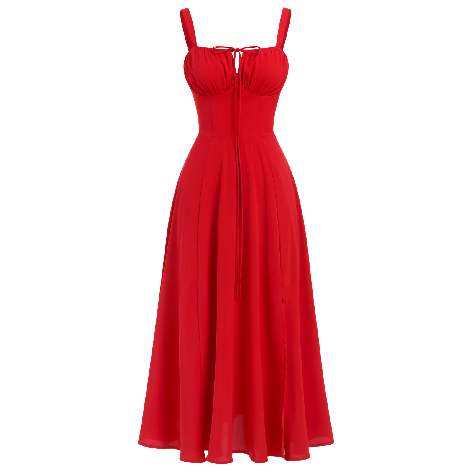Women Floral Corset Dress Summer Dress 2026 Boho Flowy Slit Lace Up Midi Dresses Going Out A Line Casual Sundress