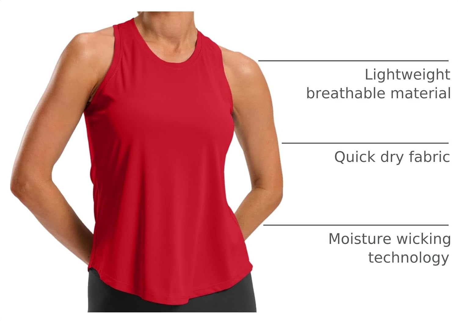 Women's Workout Tank Tops Racerback Athletic Gym Shirts | Lightweight, Quick Dry, Breathable, Moisture Wicking, Loose Fit, Sleeveless, for Running Yoga Sports Tennis Pilates