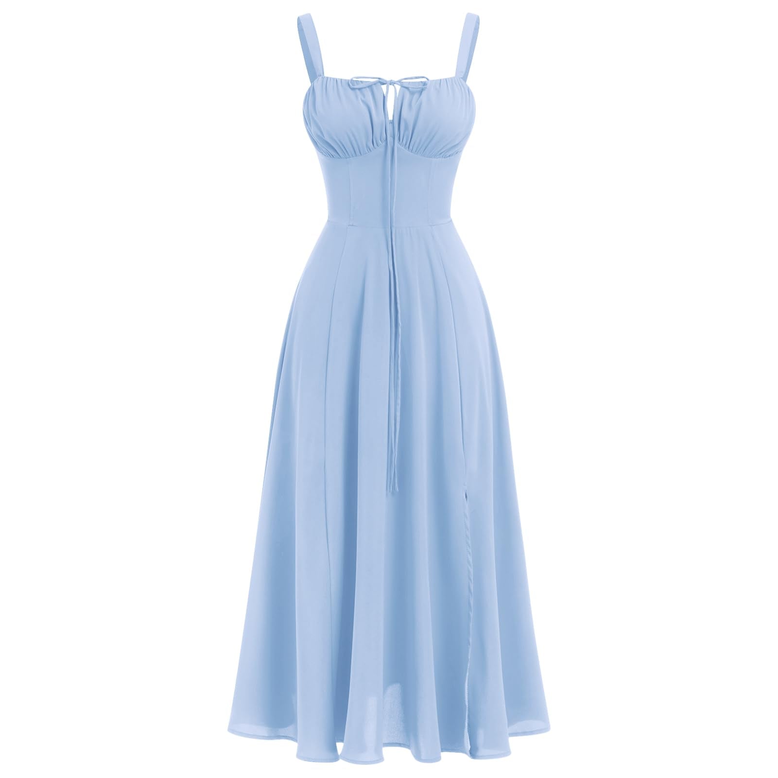 Women Floral Corset Dress Summer Dress 2026 Boho Flowy Slit Lace Up Midi Dresses Going Out A Line Casual Sundress