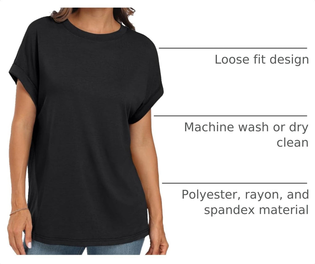 Women's Oversized Short Sleeve T Shirts Summer Tops | Plus Size Tshirt, Slim Fit, Dressy Casual Work Tee, Lightweight Soft Fabric, Spring Clothes, Cute Fashion Outfits