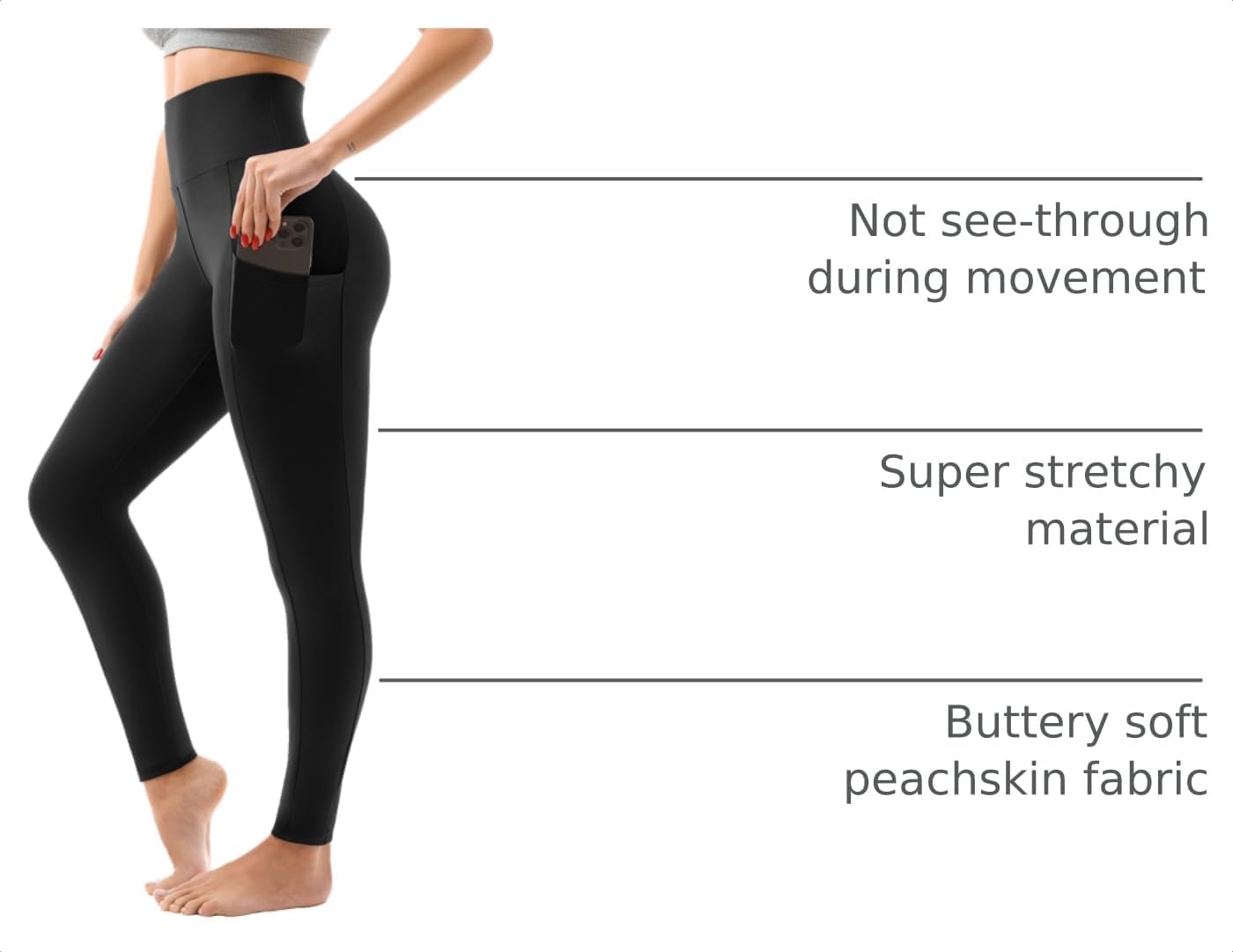 High Waisted Leggings with Pockets Women, Full Length Capri Buttery Soft Stretchy Yoga Pants
