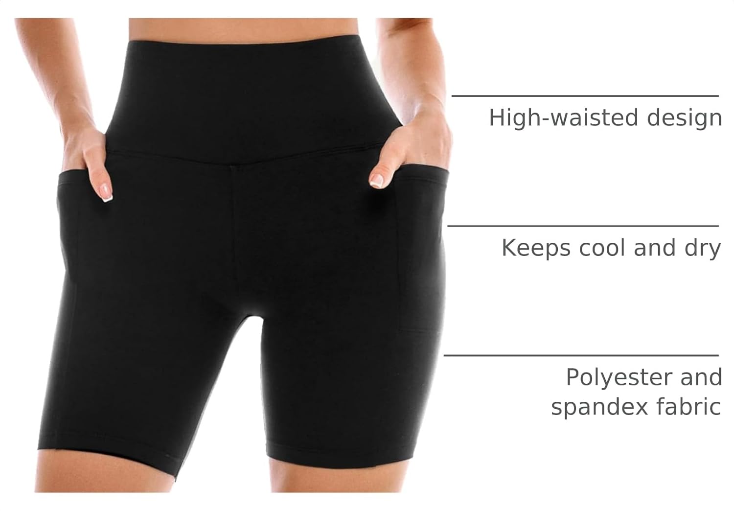2 Pack Womens Biker Shorts with Pockets 6" | High Waisted, Tummy Control, Running, Gym, Workout, Yoga Shorts