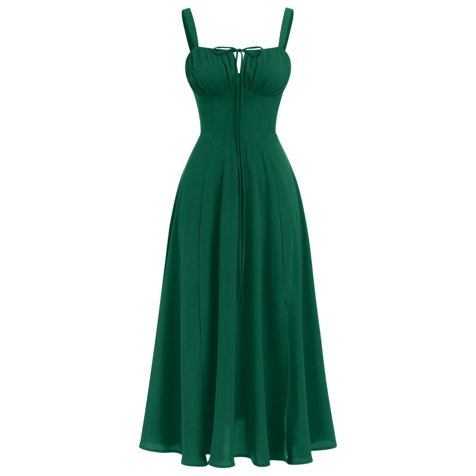 Women Floral Corset Dress Summer Dress 2026 Boho Flowy Slit Lace Up Midi Dresses Going Out A Line Casual Sundress