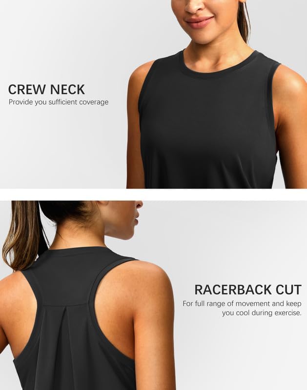 Women's Workout Tops Racerback Athletic Tank Tops | Sleeveless, Loose Fit, Crew Neck, Ultra-soft, Moisture Wicking, Yoga Running Gym Shirts for Women