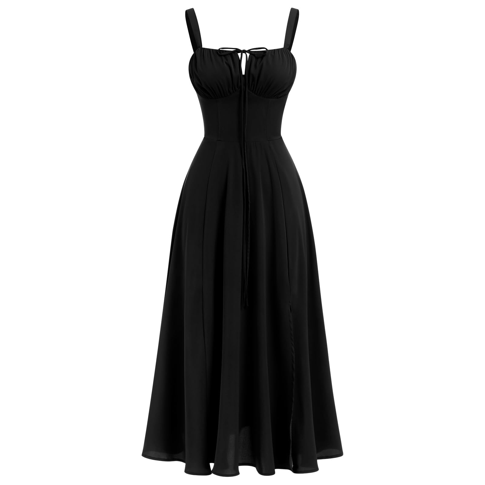 Women Floral Corset Dress Summer Dress 2026 Boho Flowy Slit Lace Up Midi Dresses Going Out A Line Casual Sundress