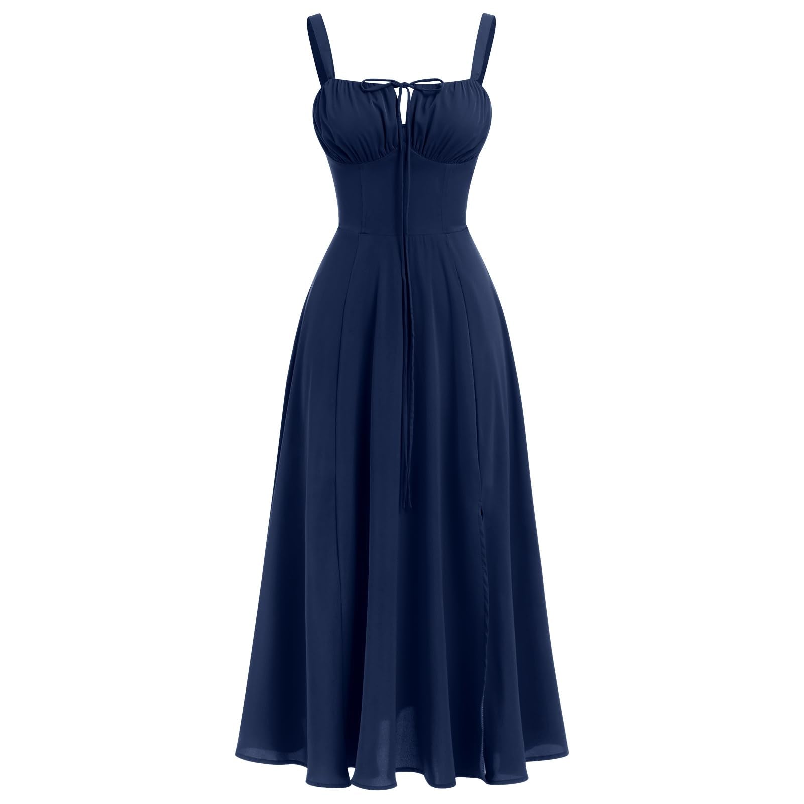 Women Floral Corset Dress Summer Dress 2026 Boho Flowy Slit Lace Up Midi Dresses Going Out A Line Casual Sundress