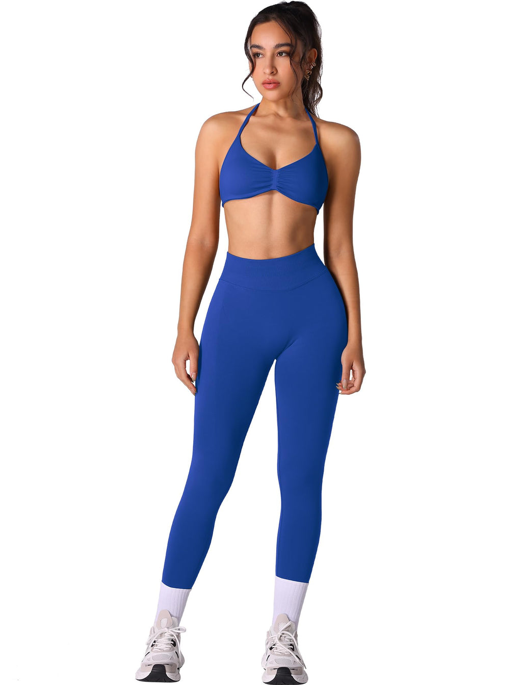 Workout Sets for Women 2 Piece Seamless Halter Sports Bra Scrunch Butt High Waist Leggings Gym Yoga Outfits