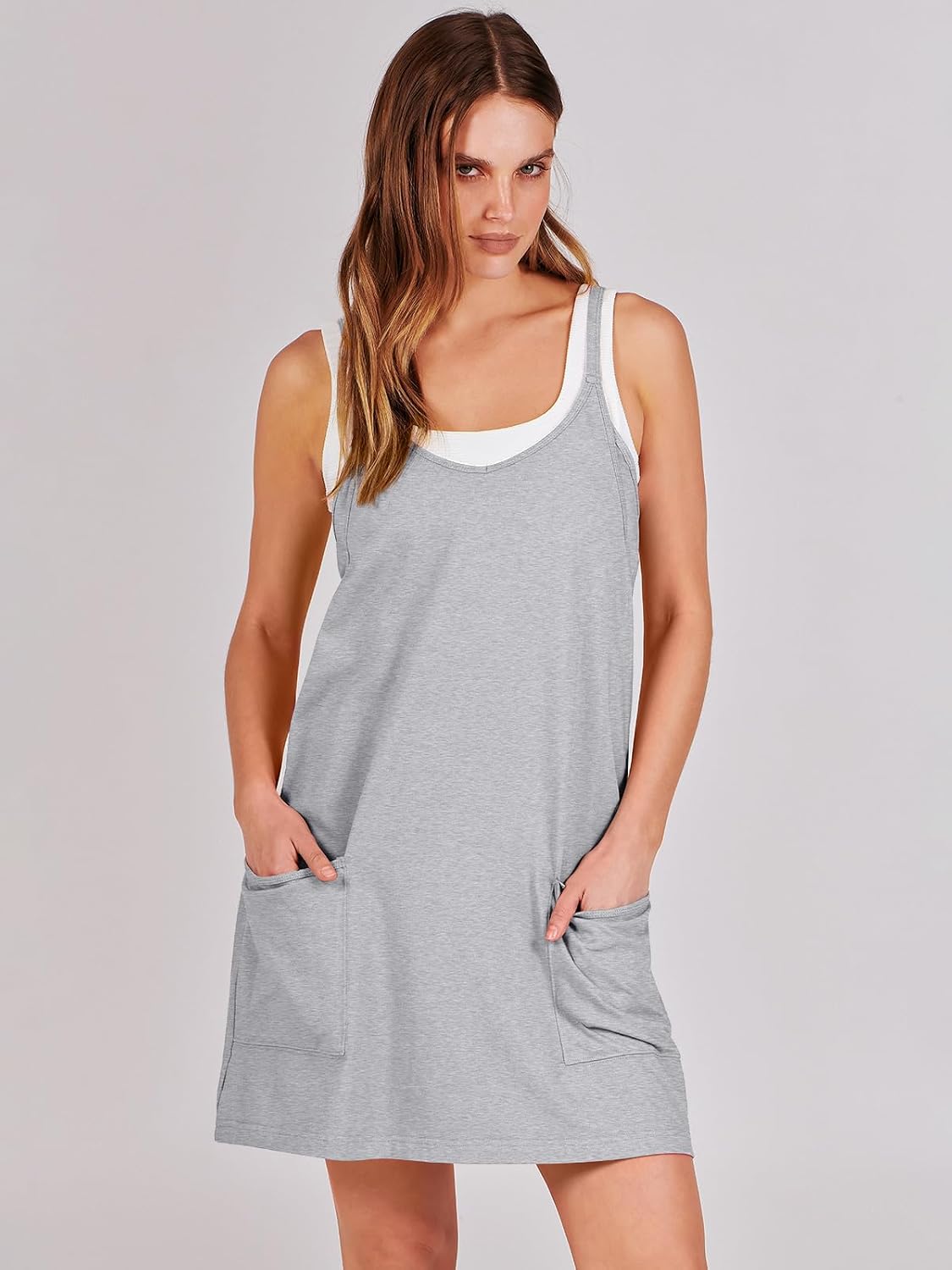 Women Athletic Dress Summer Tennis Workout Active Sports Mini Romper Dress Built in Shorts Travel Vacation Clothes