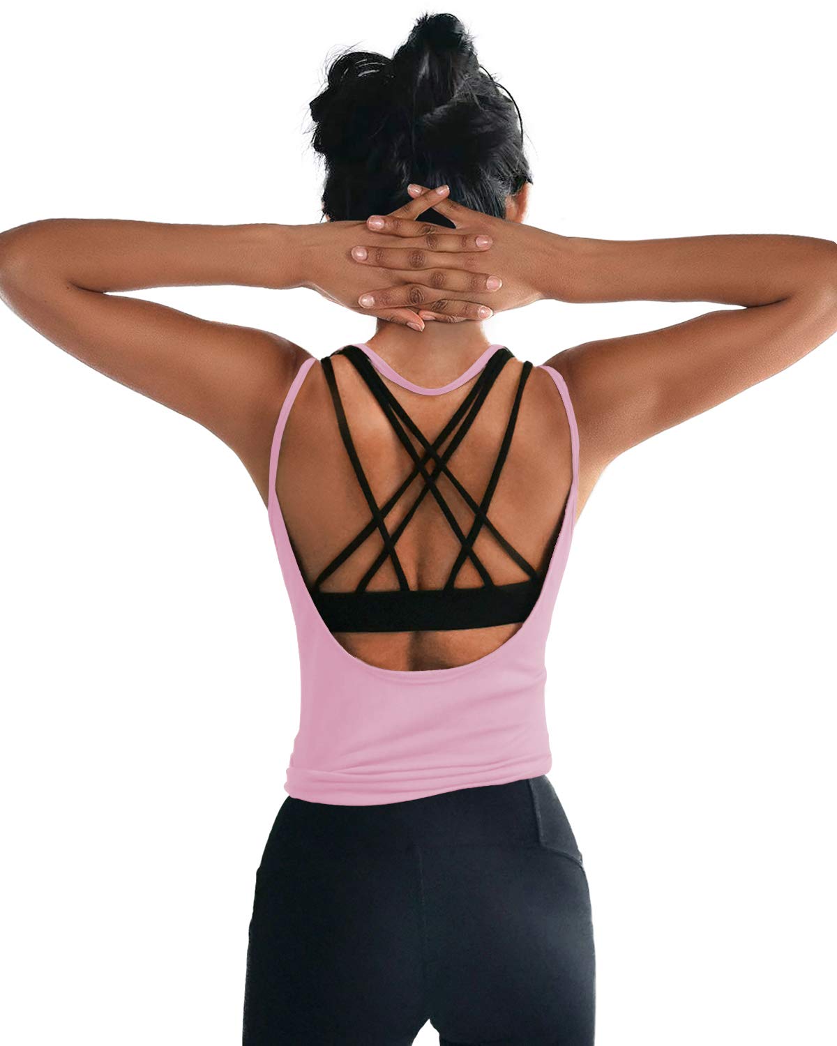 Womens Summer Workout Tops Sexy Backless Yoga Shirts Open Back Activewear Running Sports Gym Tank Tops