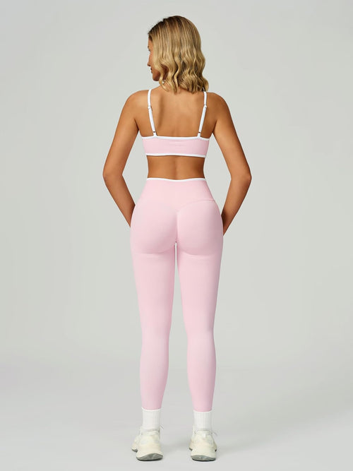 ABOCIW Womens 2 Piece Workout Sets Seamless Color Block Sports Bra Scrunch Butt Lifting High Waist Leggings Gym Set