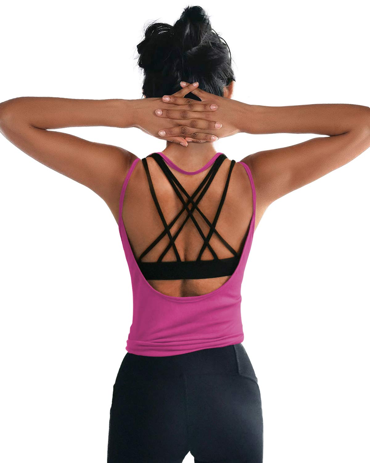 Womens Summer Workout Tops Sexy Backless Yoga Shirts Open Back Activewear Running Sports Gym Tank Tops