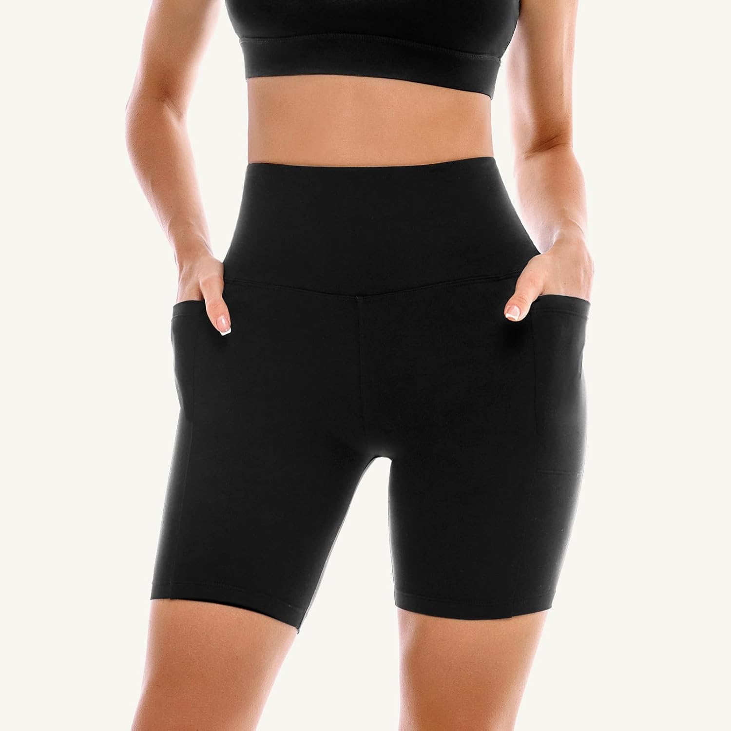 2 Pack Womens Biker Shorts with Pockets 6" | High Waisted, Tummy Control, Running, Gym, Workout, Yoga Shorts