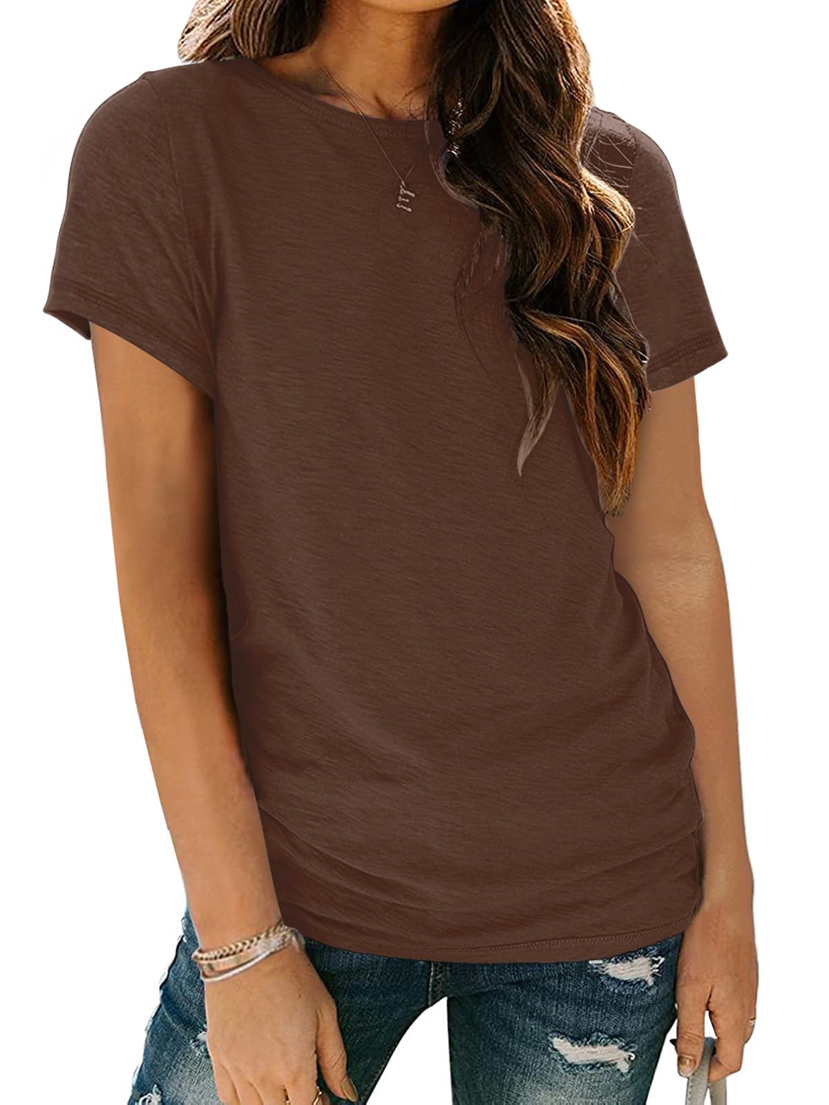 Women's Short Sleeve Shirts Summer Tops Crew Neck Basic Tees Casual Tshirts