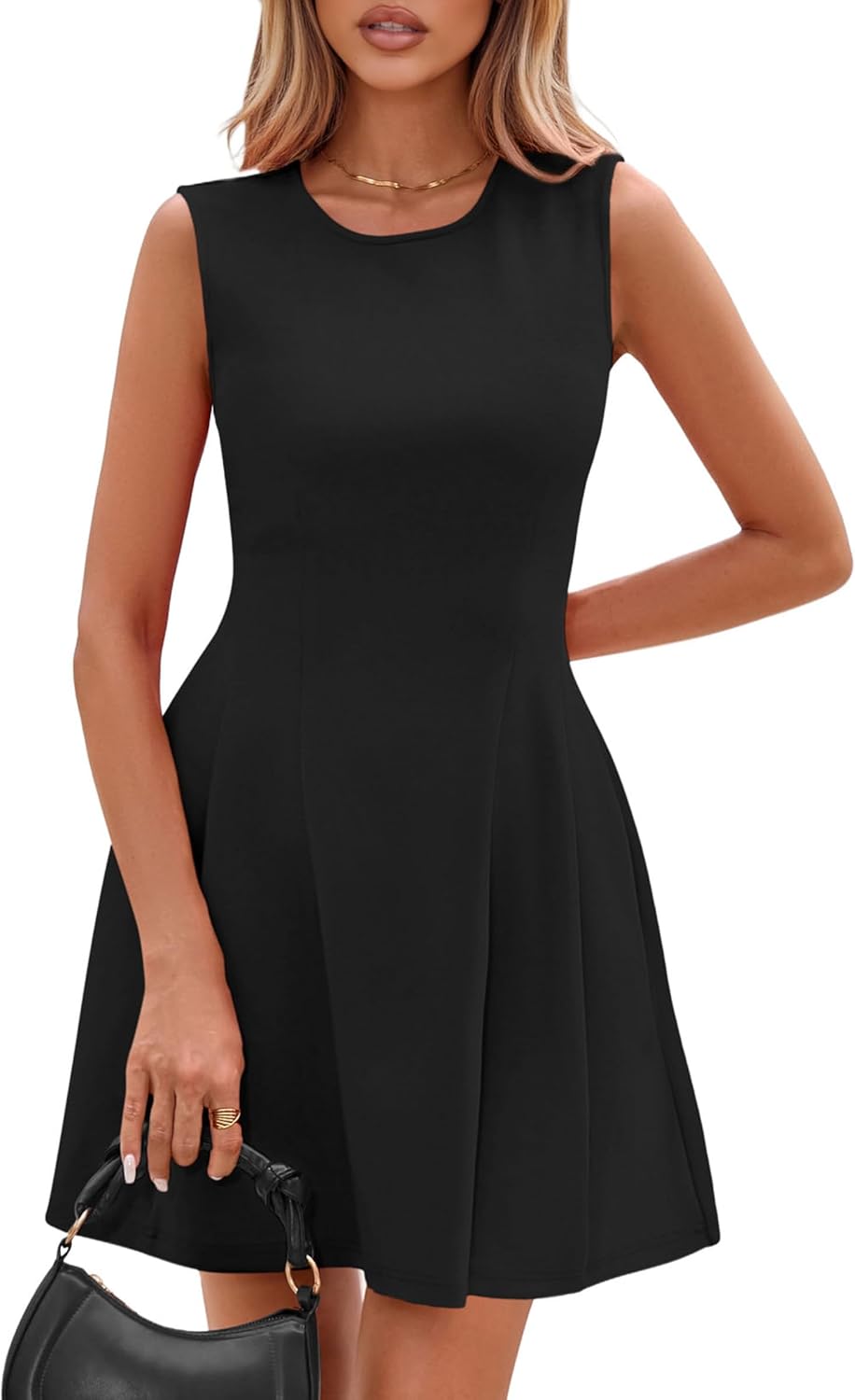 Summer A Line Dresses for Women Elegant Classy | Sleeveless Tank Top, Fit and Flare Graduation Party Dress, Business Casual Work Clothes, Spring Short Cocktail Date Outfits