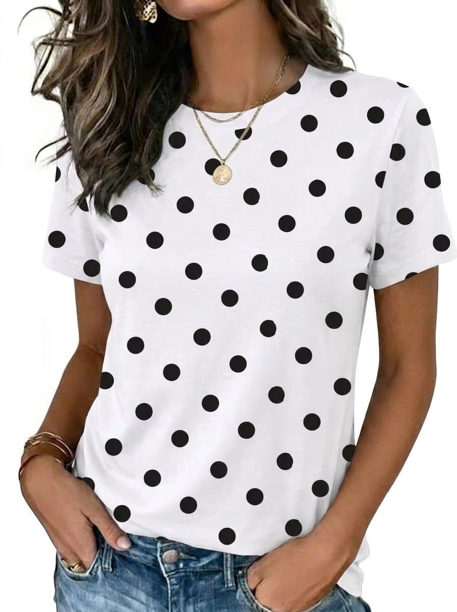 Womens Tshirt Short Sleeve Summer Tops Crewneck Casual Basic Tee Shirts Spring Clothes Trendy Outfit