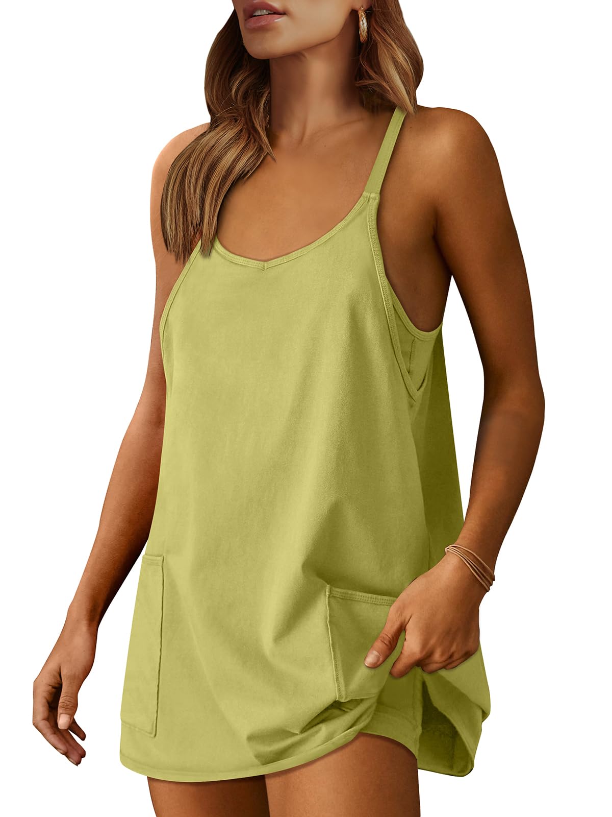Women Athletic Dress Summer Tennis Workout Active Sports Mini Romper Dress Built in Shorts Travel Vacation Clothes