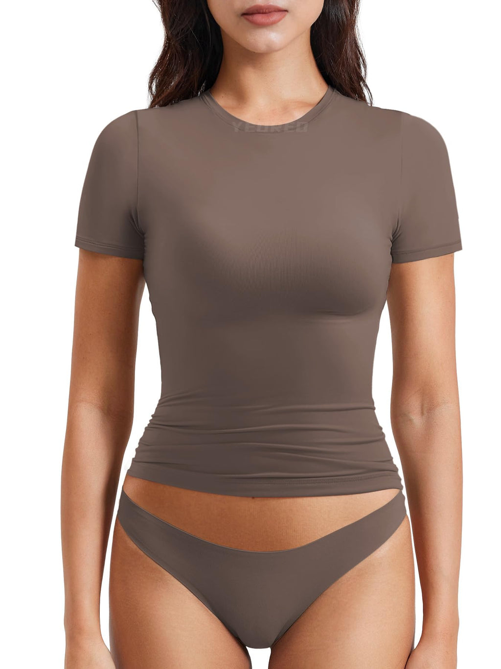 Women Fitted Workout Tops | T Shirts, Short Sleeve, Double Lined, Basic, Y2K, Crew Neck, Buttery Soft,Compression Crop