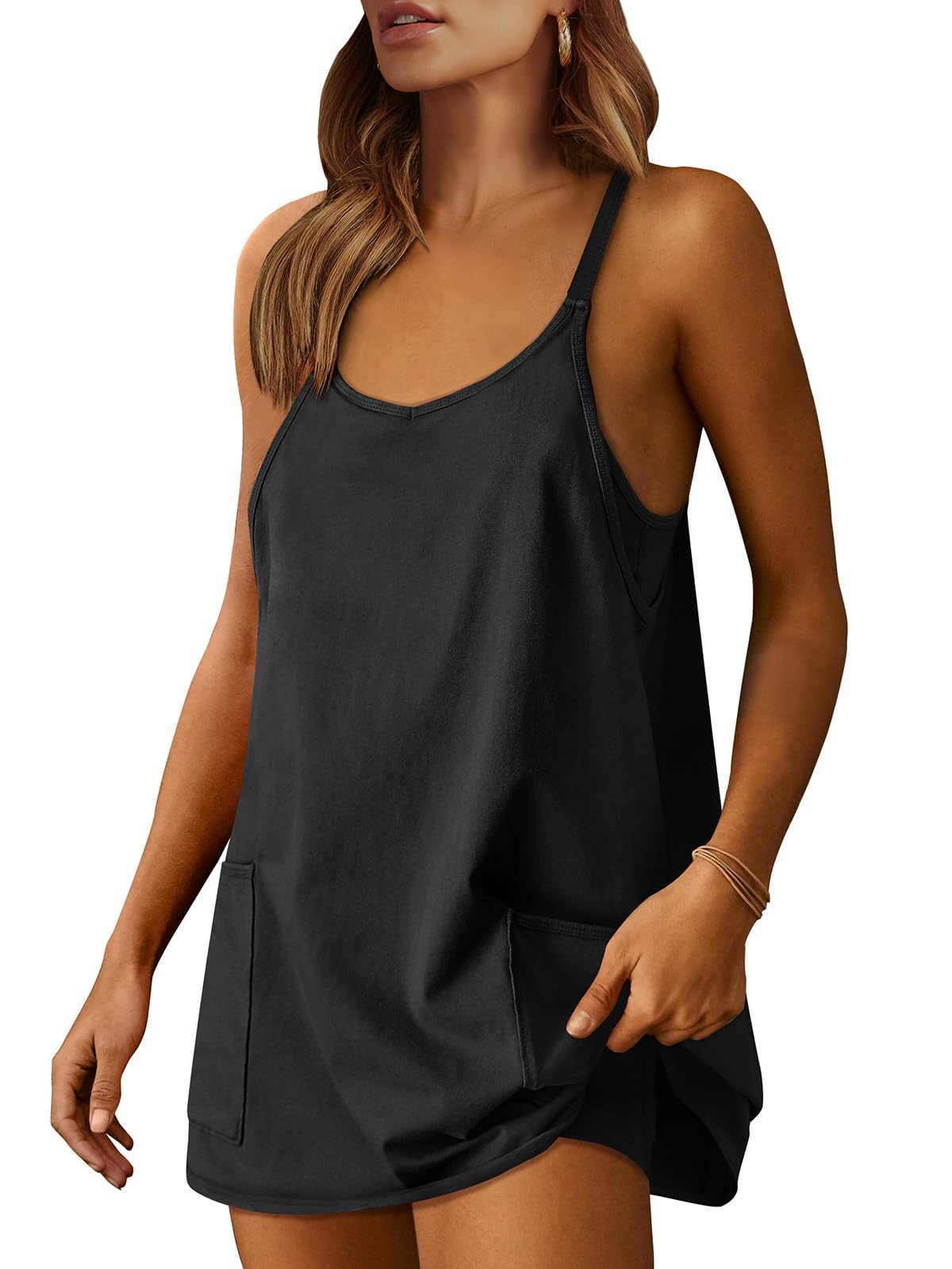 Women Athletic Dress Summer Tennis Workout Active Sports Mini Romper Dress Built in Shorts Travel Vacation Clothes