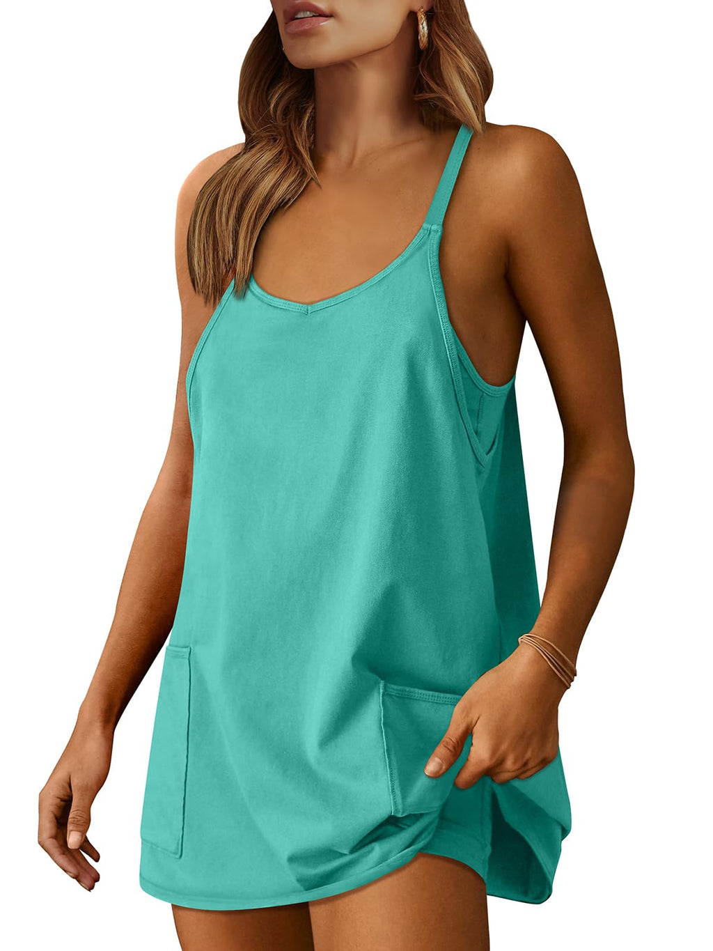 Women Athletic Dress Summer Tennis Workout Active Sports Mini Romper Dress Built in Shorts Travel Vacation Clothes
