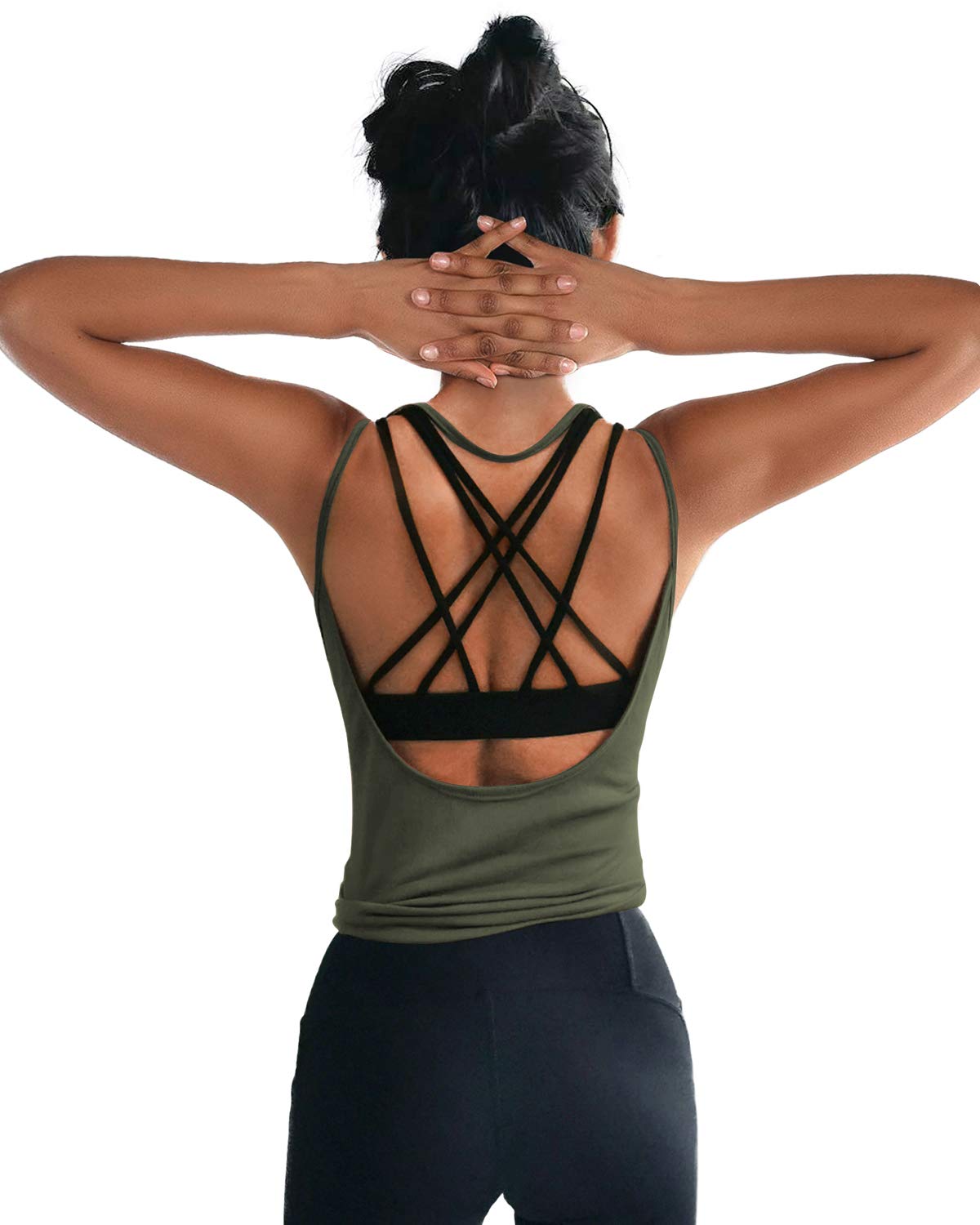 Womens Summer Workout Tops Sexy Backless Yoga Shirts Open Back Activewear Running Sports Gym Tank Tops