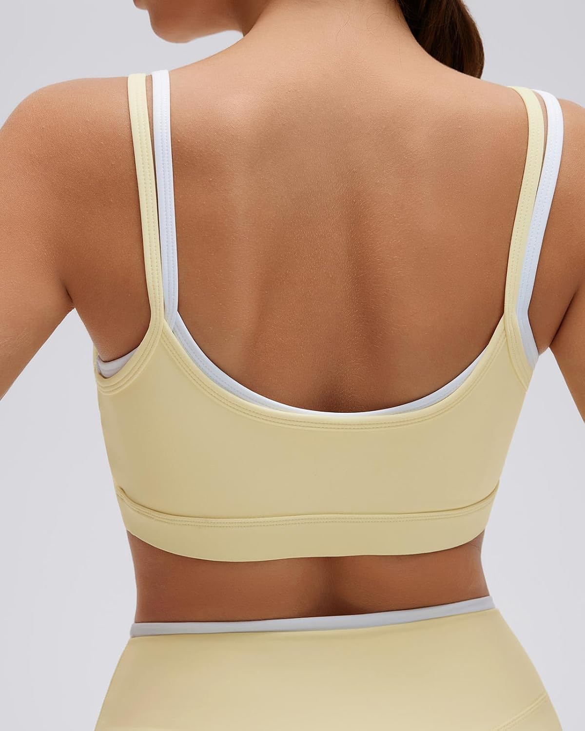 2 Piece Workout Sets Layered Sports Bra Yoga Gym Biker Shorts