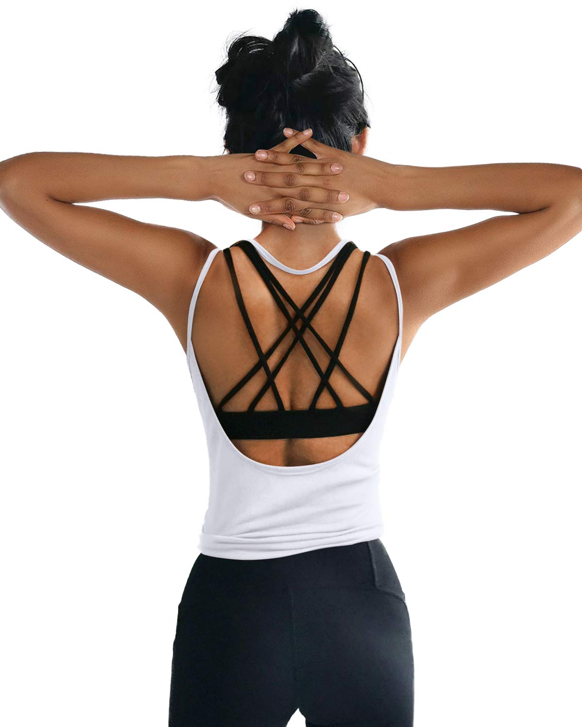 Womens Summer Workout Tops Sexy Backless Yoga Shirts Open Back Activewear Running Sports Gym Tank Tops