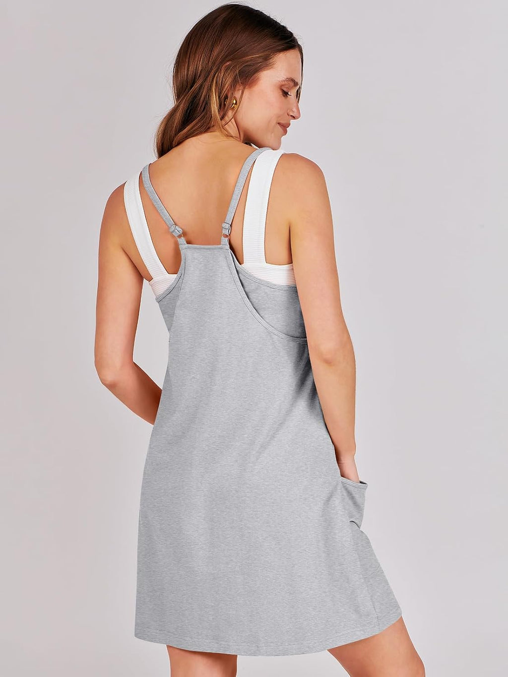Women Athletic Dress Summer Tennis Workout Active Sports Mini Romper Dress Built in Shorts Travel Vacation Clothes
