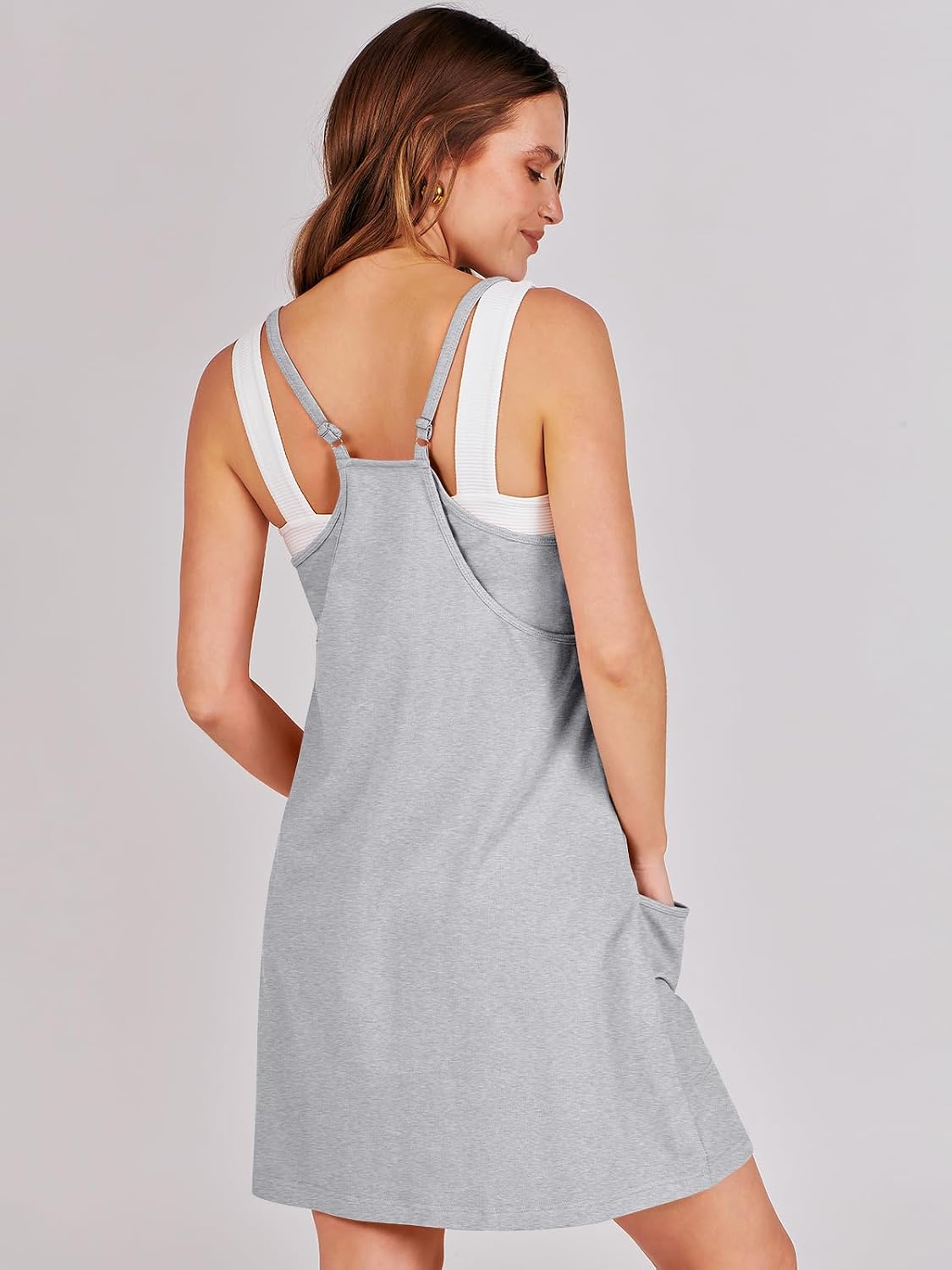 Women Athletic Dress Summer Tennis Workout Active Sports Mini Romper Dress Built in Shorts Travel Vacation Clothes