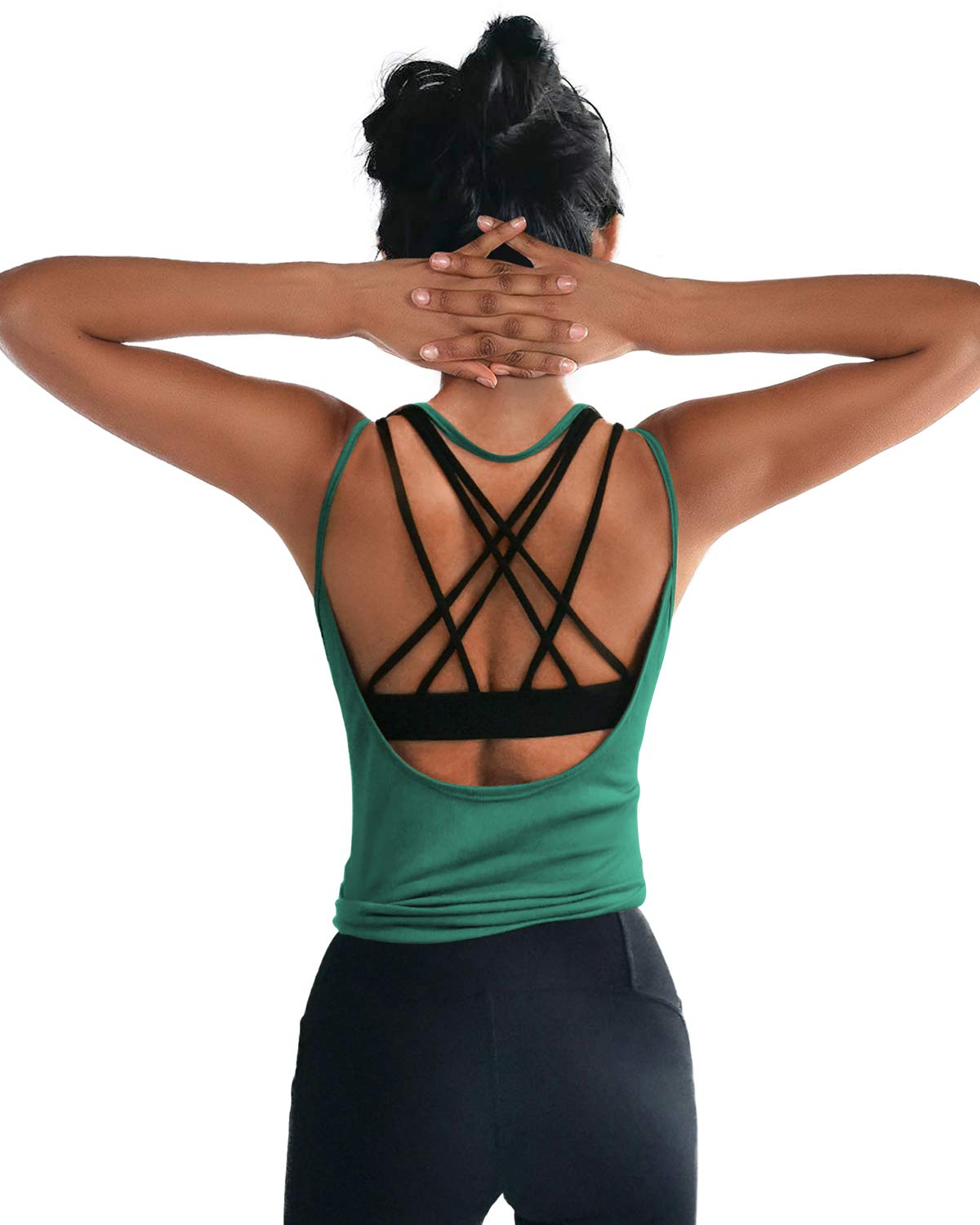 Womens Summer Workout Tops Sexy Backless Yoga Shirts Open Back Activewear Running Sports Gym Tank Tops
