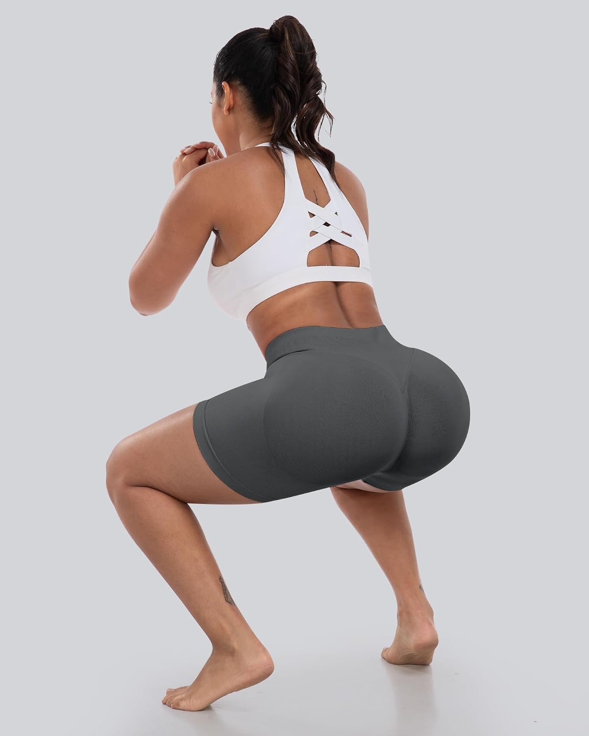 Workout Shorts for Women, High Waisted Butt Lifting Scrunch Sports Seamless Gym Shorts Set