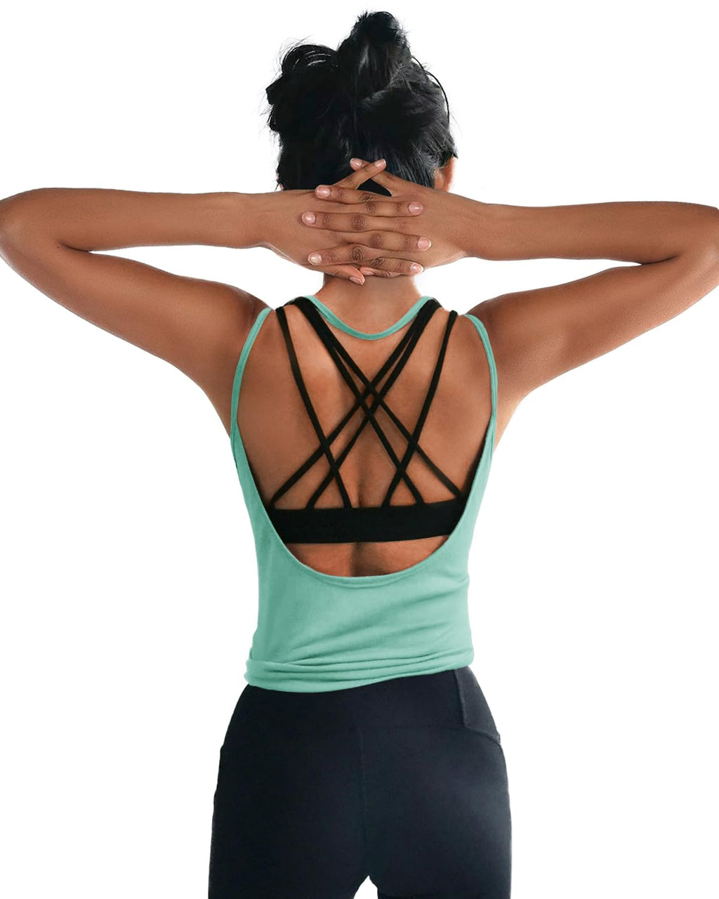 Womens Summer Workout Tops Sexy Backless Yoga Shirts Open Back Activewear Running Sports Gym Tank Tops