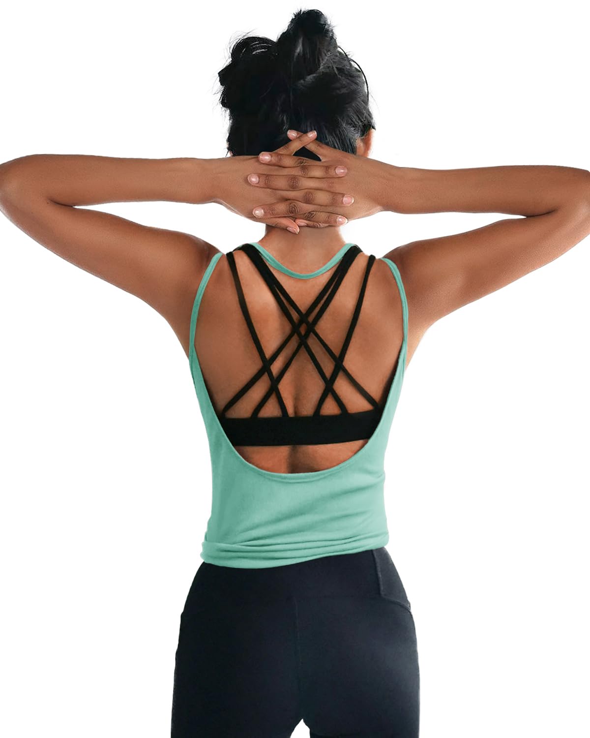 Womens Summer Workout Tops Sexy Backless Yoga Shirts Open Back Activewear Running Sports Gym Tank Tops