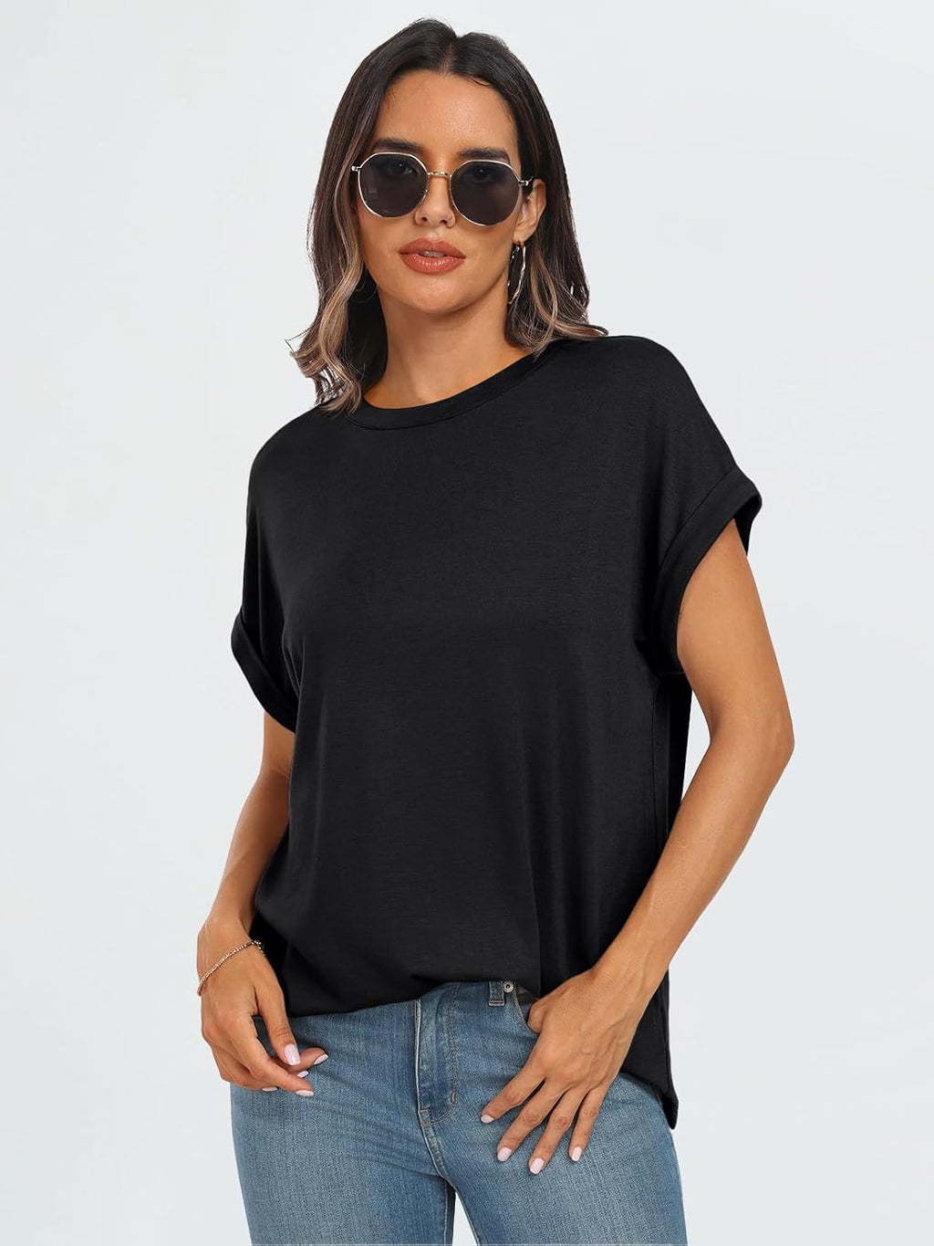Women's Oversized Short Sleeve T Shirts Summer Tops | Plus Size Tshirt, Slim Fit, Dressy Casual Work Tee, Lightweight Soft Fabric, Spring Clothes, Cute Fashion Outfits