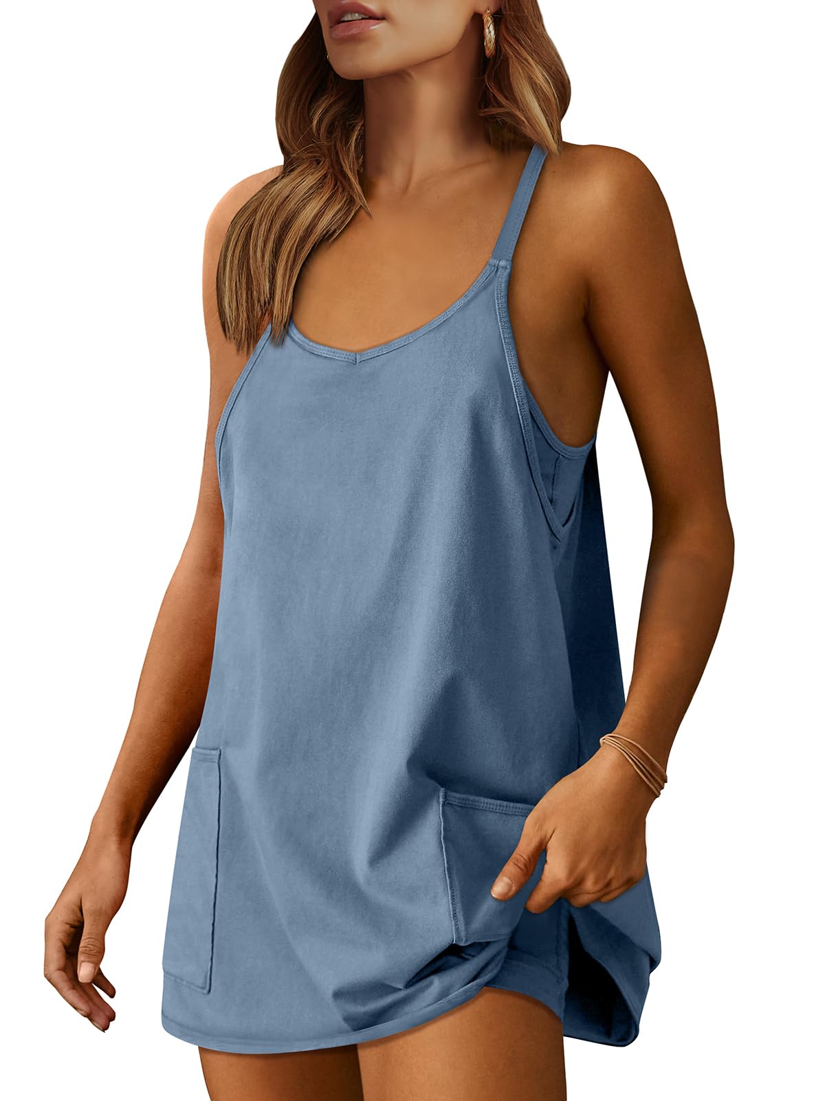 Women Athletic Dress Summer Tennis Workout Active Sports Mini Romper Dress Built in Shorts Travel Vacation Clothes