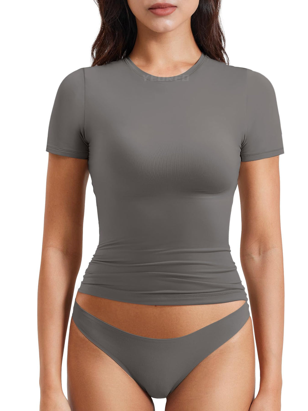 Women Fitted Workout Tops | T Shirts, Short Sleeve, Double Lined, Basic, Y2K, Crew Neck, Buttery Soft,Compression Crop