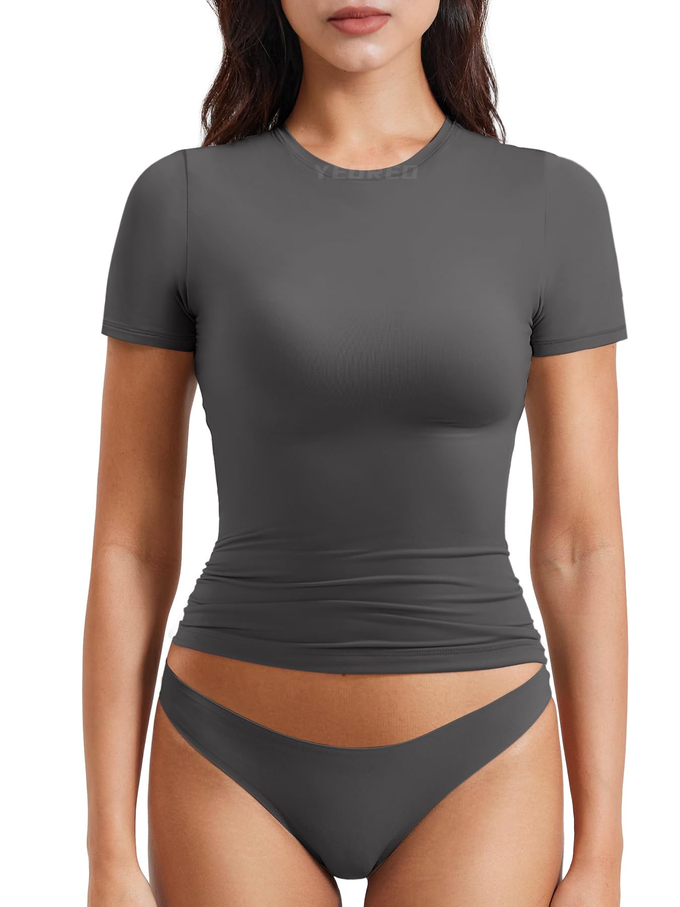 Women Fitted Workout Tops | T Shirts, Short Sleeve, Double Lined, Basic, Y2K, Crew Neck, Buttery Soft,Compression Crop