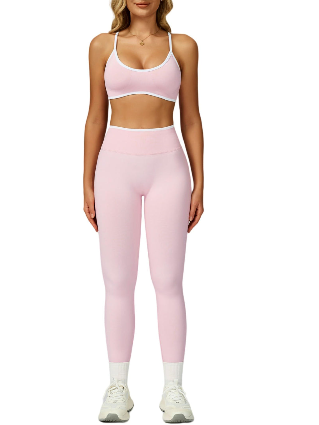 Womens 2 Piece Workout Sets Seamless Color Block Sports Bra Scrunch Butt Lifting High Waist Leggings Gym Set
