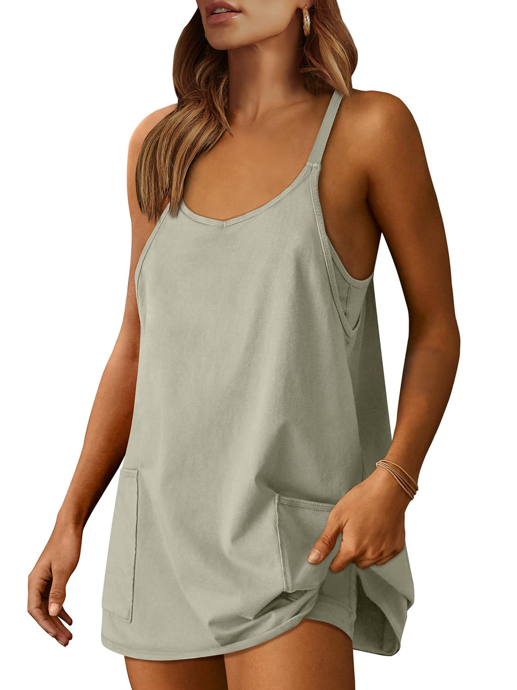 Women Athletic Dress Summer Tennis Workout Active Sports Mini Romper Dress Built in Shorts Travel Vacation Clothes
