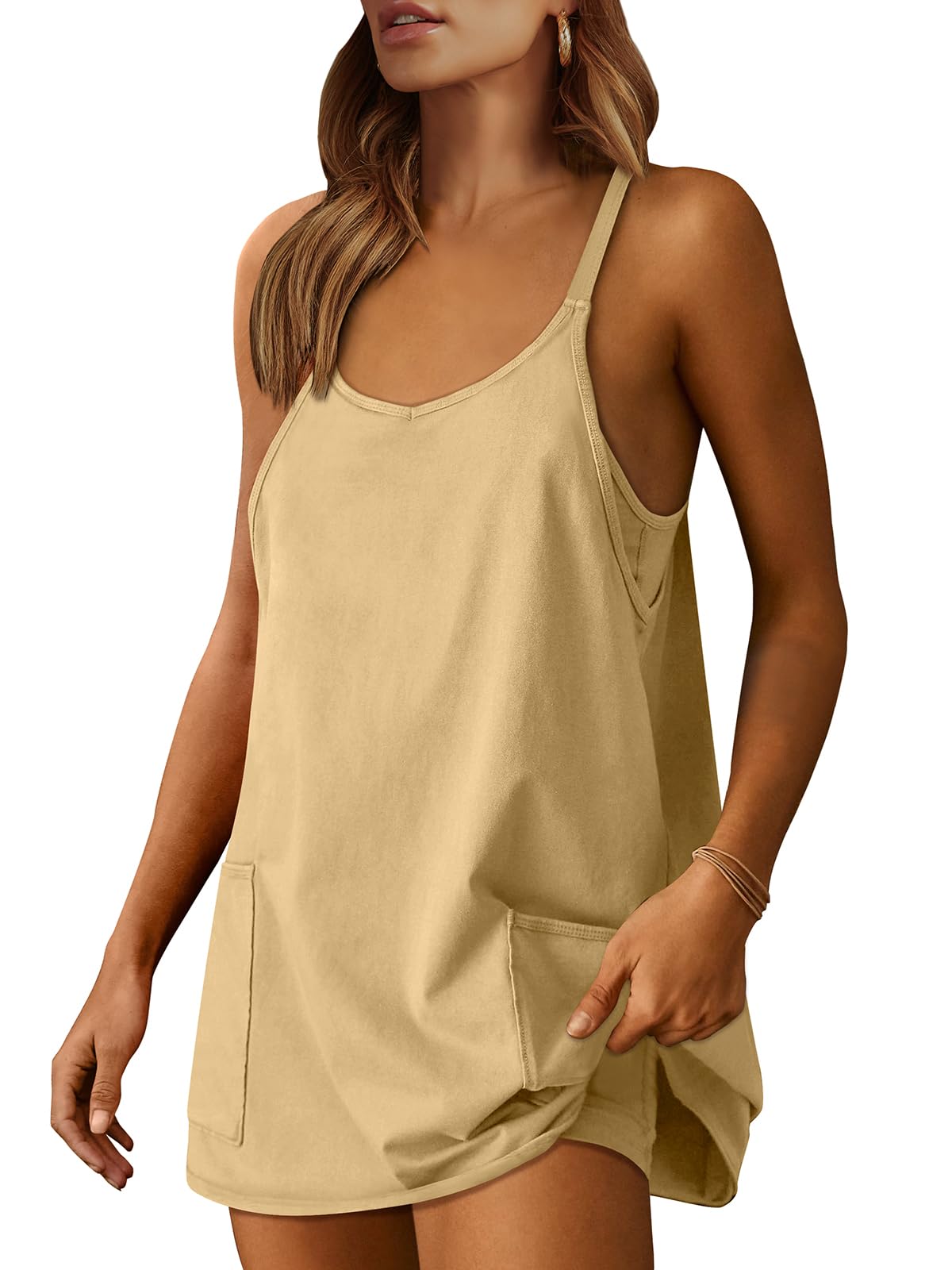 Women Athletic Dress Summer Tennis Workout Active Sports Mini Romper Dress Built in Shorts Travel Vacation Clothes