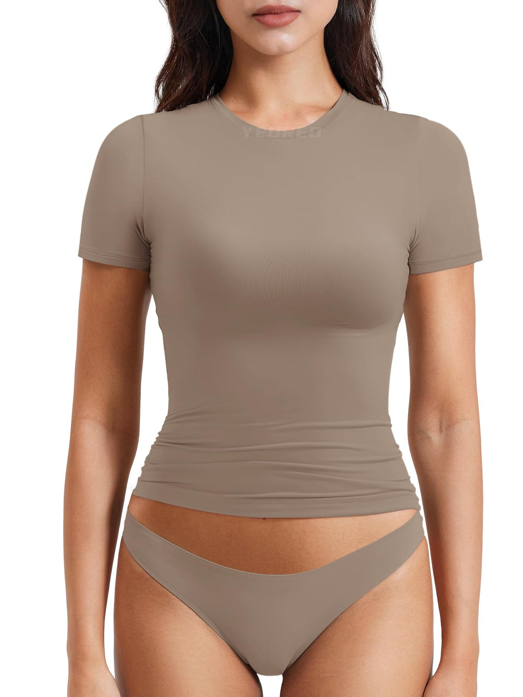 Women Fitted Workout Tops | T Shirts, Short Sleeve, Double Lined, Basic, Y2K, Crew Neck, Buttery Soft,Compression Crop