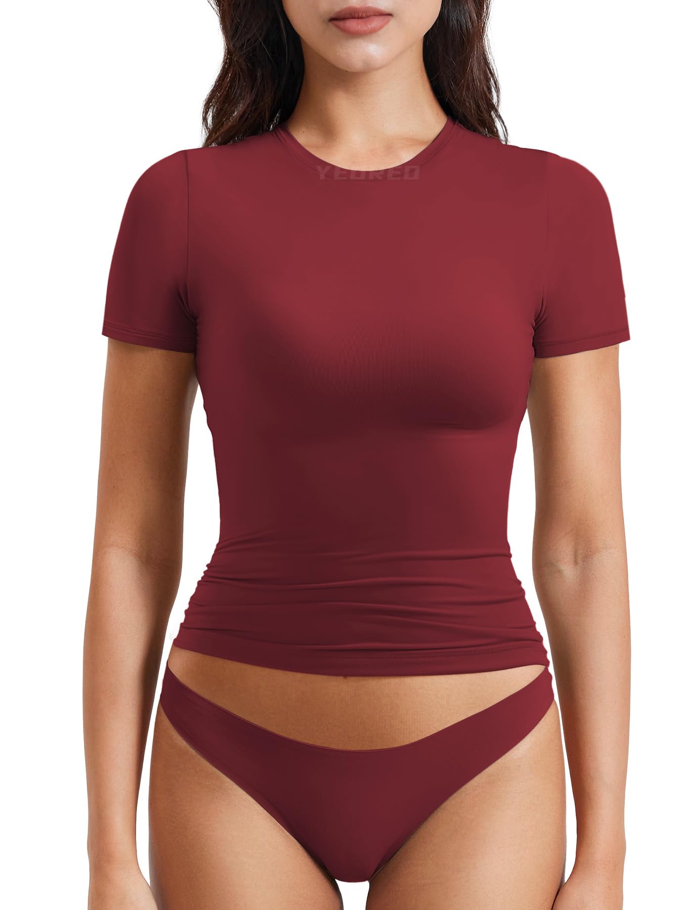 Women Fitted Workout Tops | T Shirts, Short Sleeve, Double Lined, Basic, Y2K, Crew Neck, Buttery Soft,Compression Crop