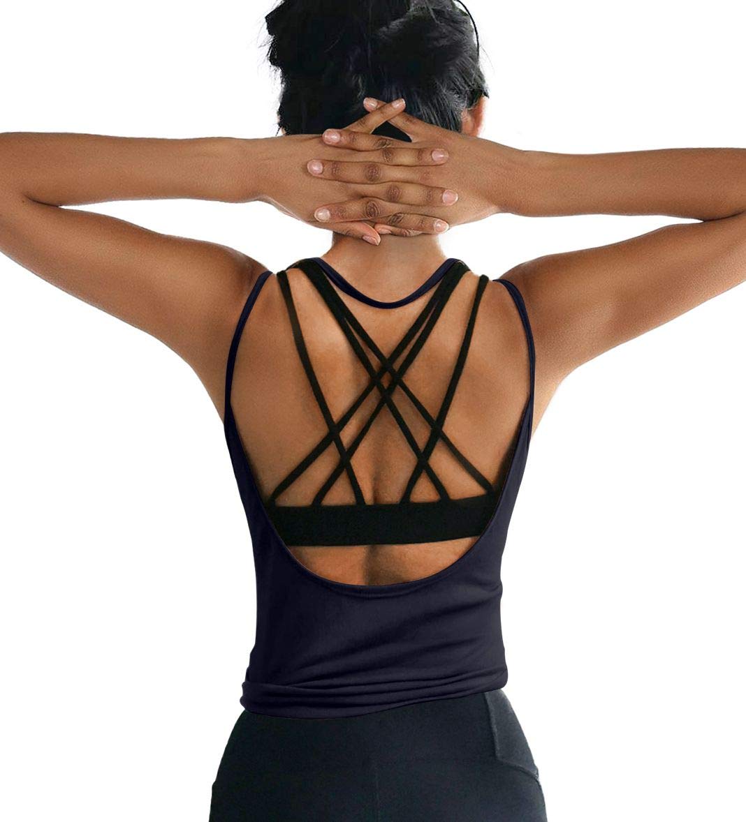 Womens Summer Workout Tops Sexy Backless Yoga Shirts Open Back Activewear Running Sports Gym Tank Tops