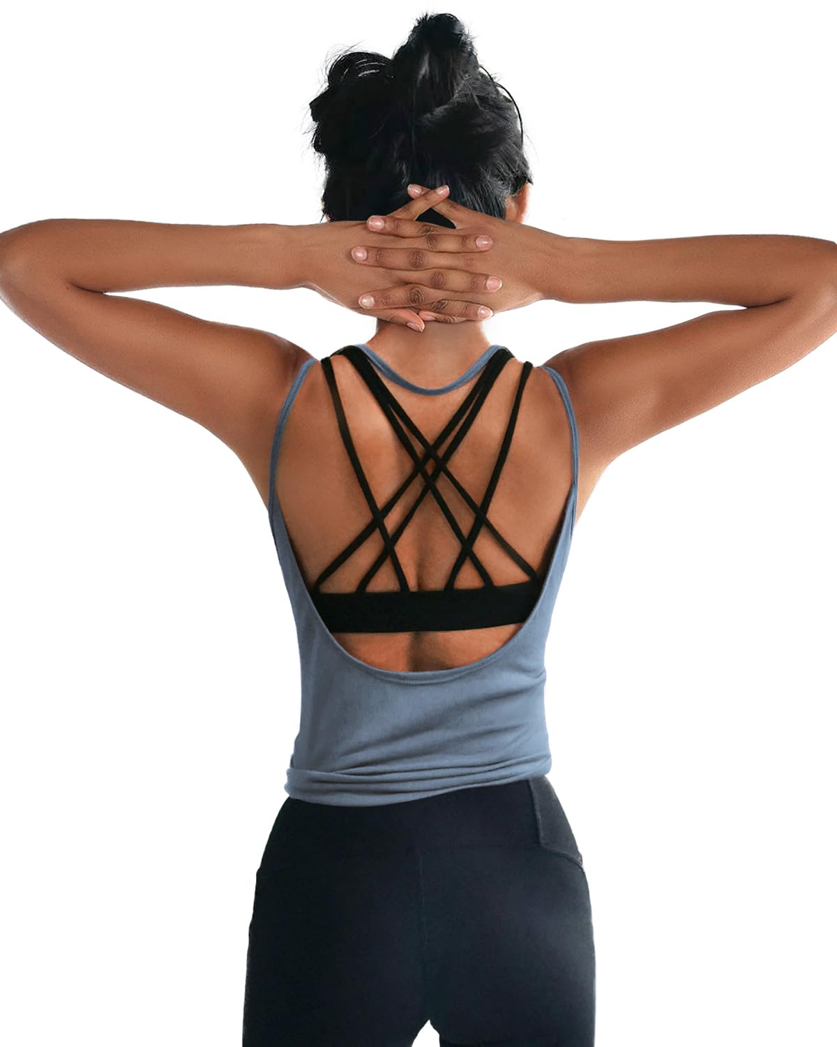 Womens Summer Workout Tops Sexy Backless Yoga Shirts Open Back Activewear Running Sports Gym Tank Tops