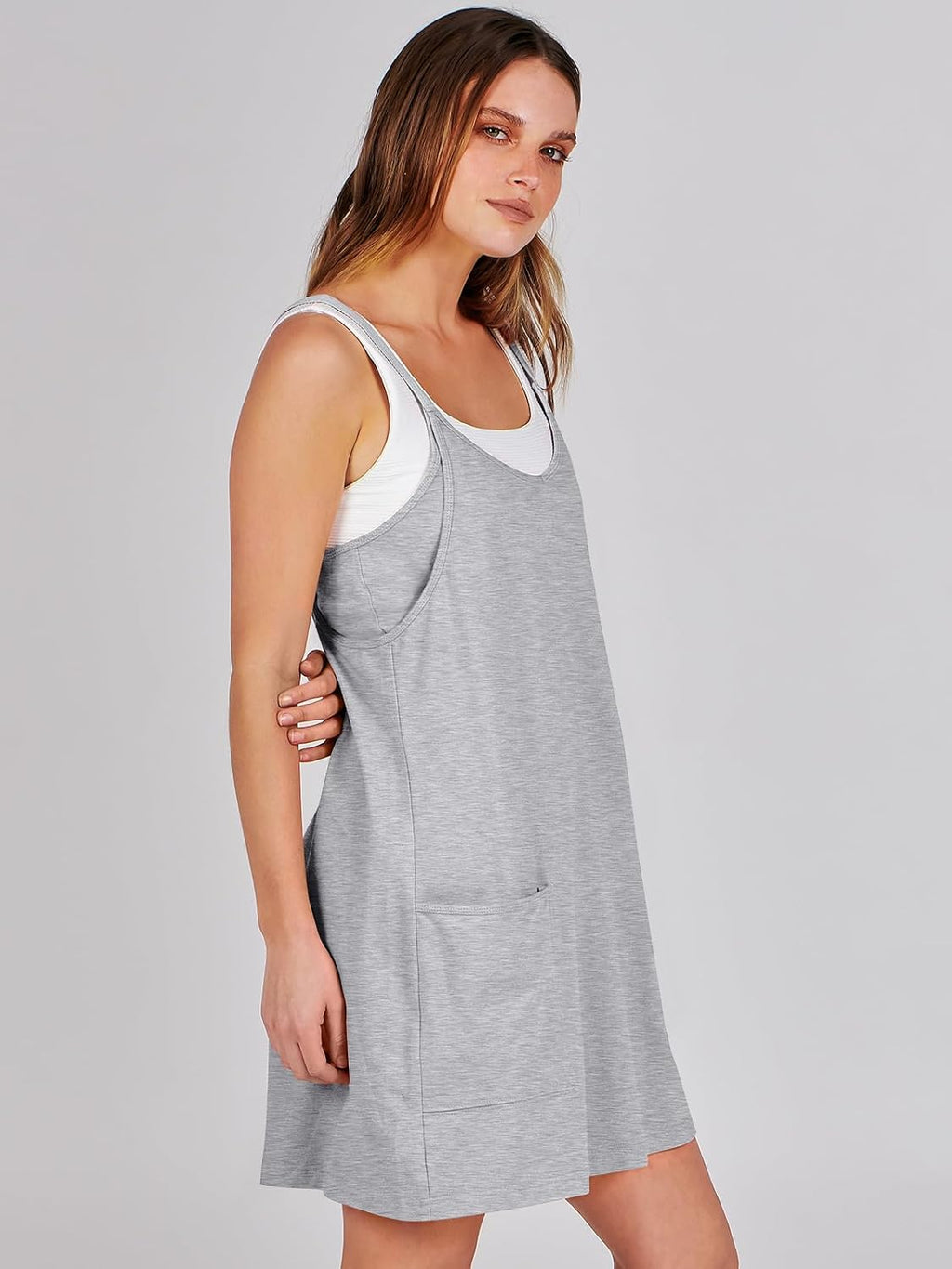 Women Athletic Dress Summer Tennis Workout Active Sports Mini Romper Dress Built in Shorts Travel Vacation Clothes