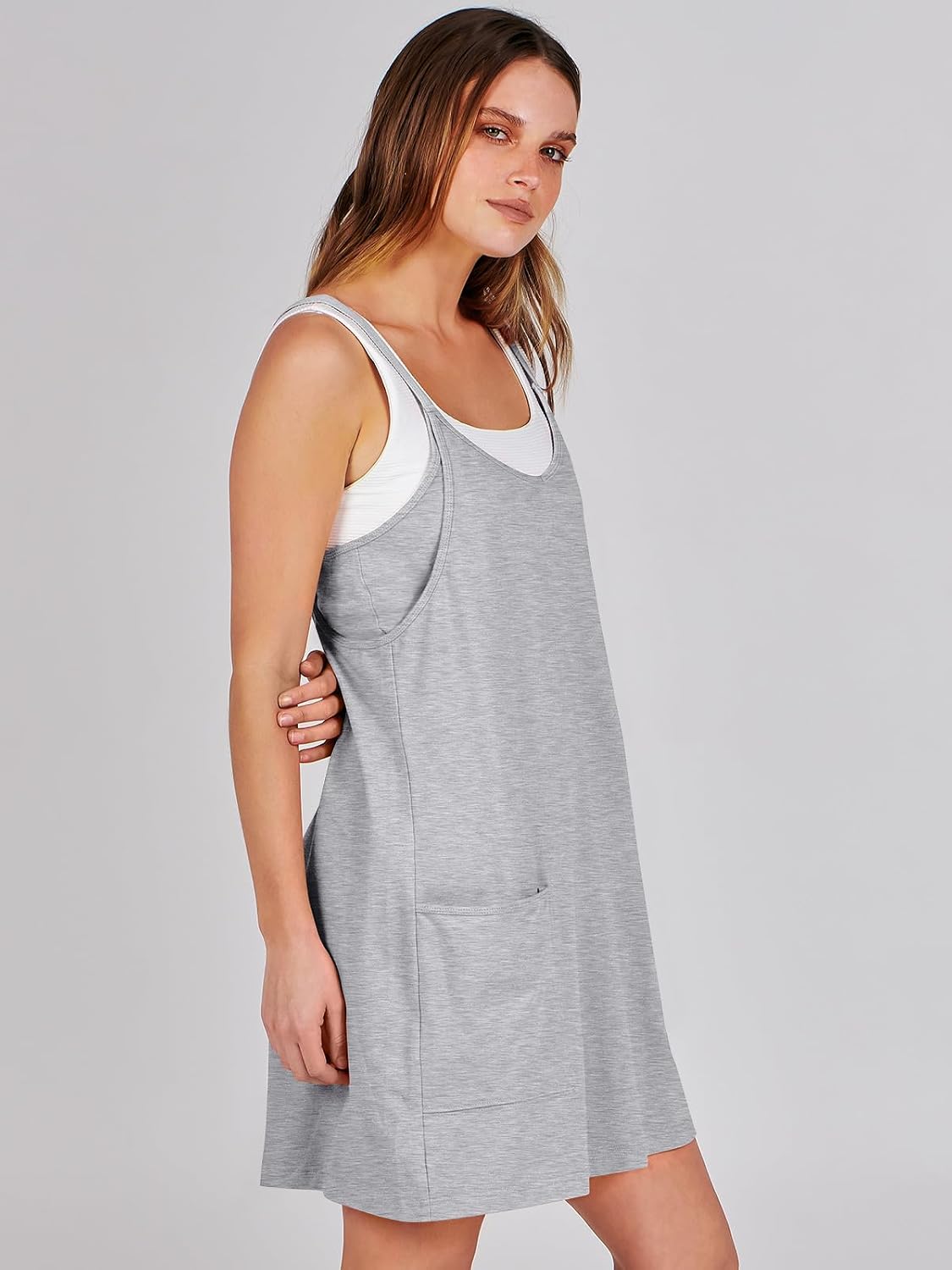 Women Athletic Dress Summer Tennis Workout Active Sports Mini Romper Dress Built in Shorts Travel Vacation Clothes
