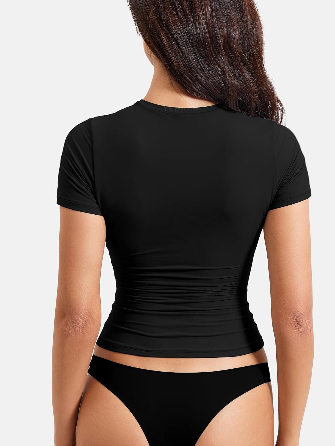 Women Fitted Workout Tops | T Shirts, Short Sleeve, Double Lined, Basic, Y2K, Crew Neck, Buttery Soft,Compression Crop