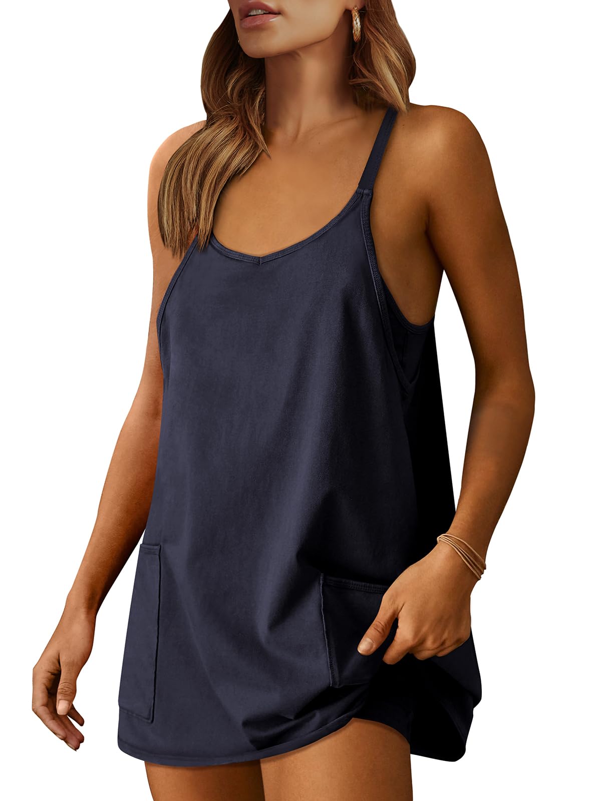 Women Athletic Dress Summer Tennis Workout Active Sports Mini Romper Dress Built in Shorts Travel Vacation Clothes