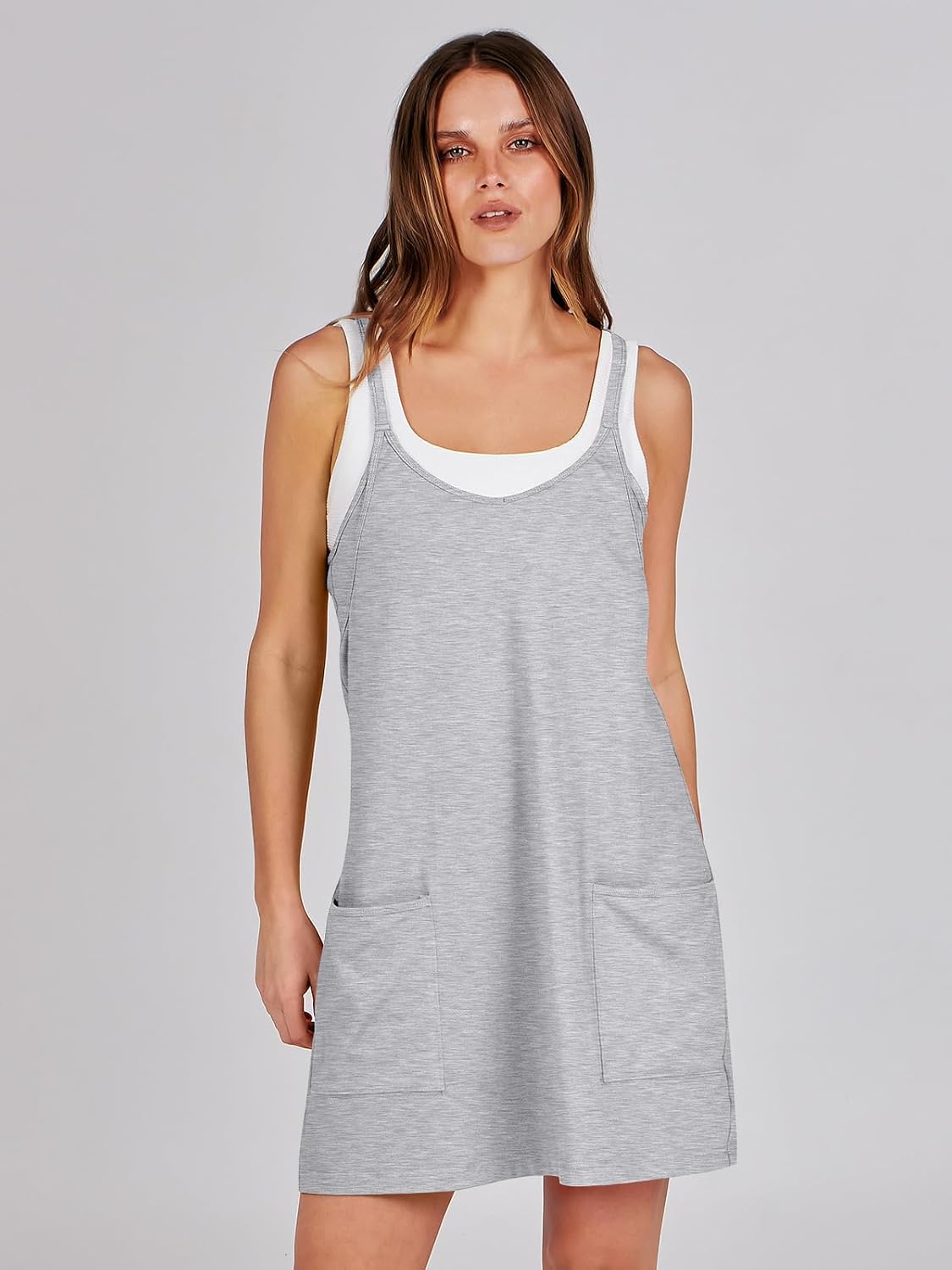 Women Athletic Dress Summer Tennis Workout Active Sports Mini Romper Dress Built in Shorts Travel Vacation Clothes